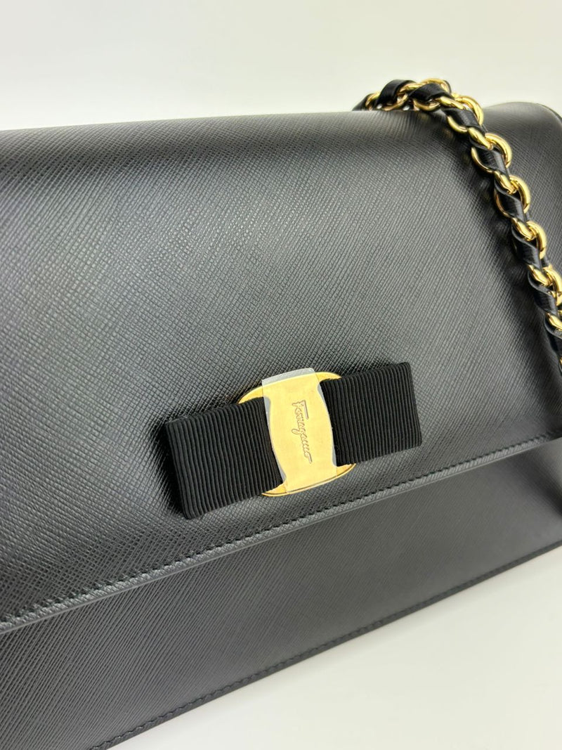 Black Saffiano Ginny Flap Bag