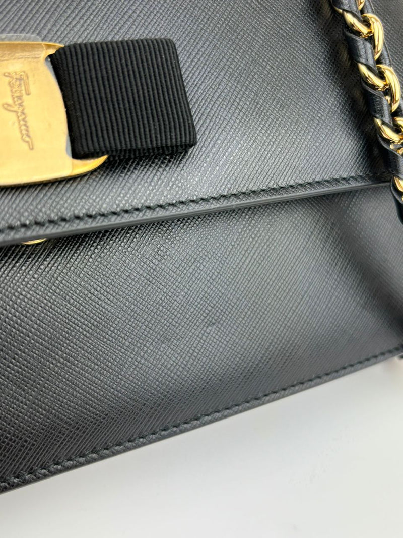 Black Saffiano Ginny Flap Bag