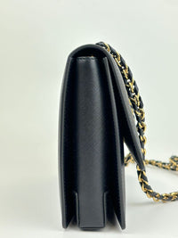 Black Saffiano Ginny Flap Bag