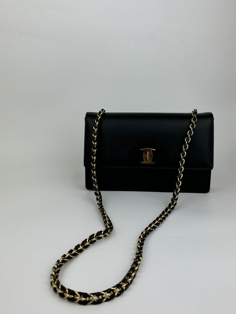 Black Saffiano Ginny Flap Bag