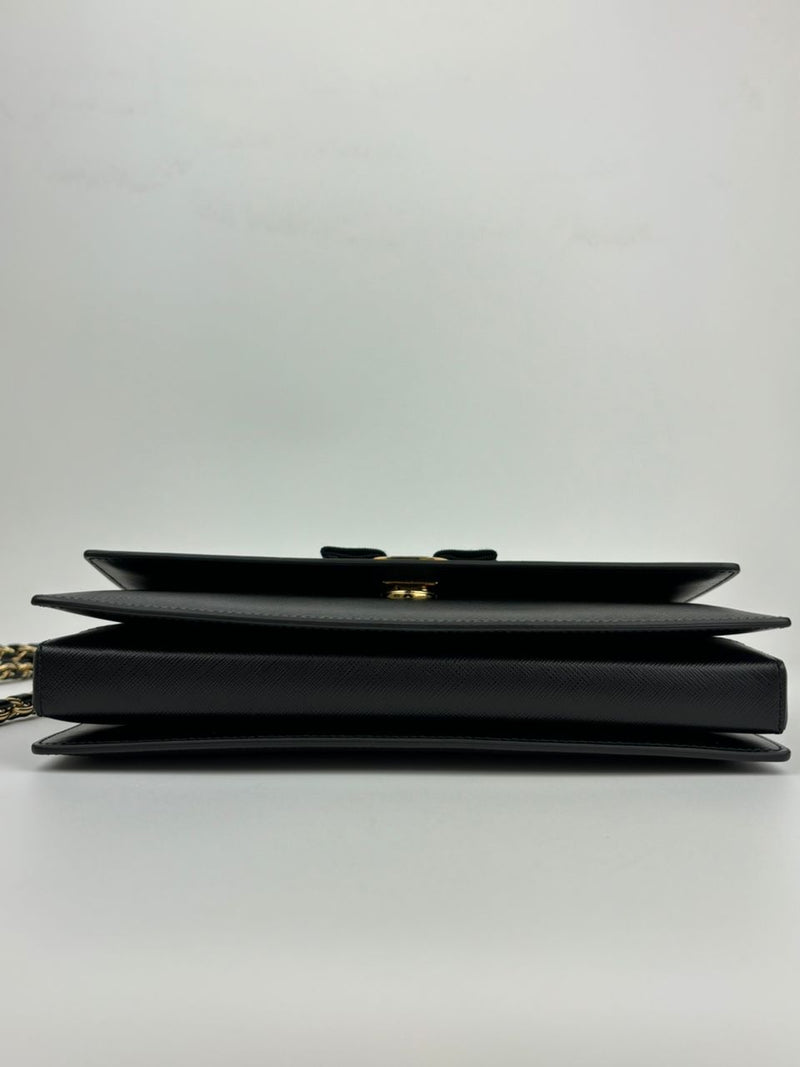 Black Saffiano Ginny Flap Bag