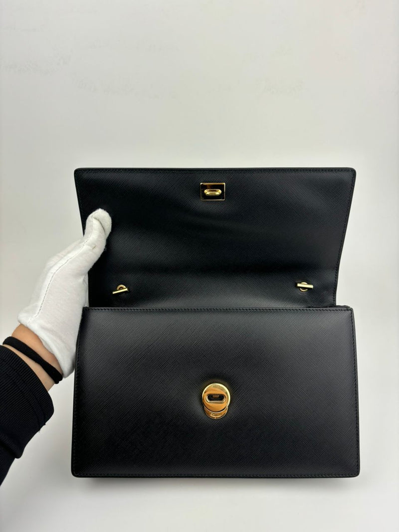 Black Saffiano Ginny Flap Bag