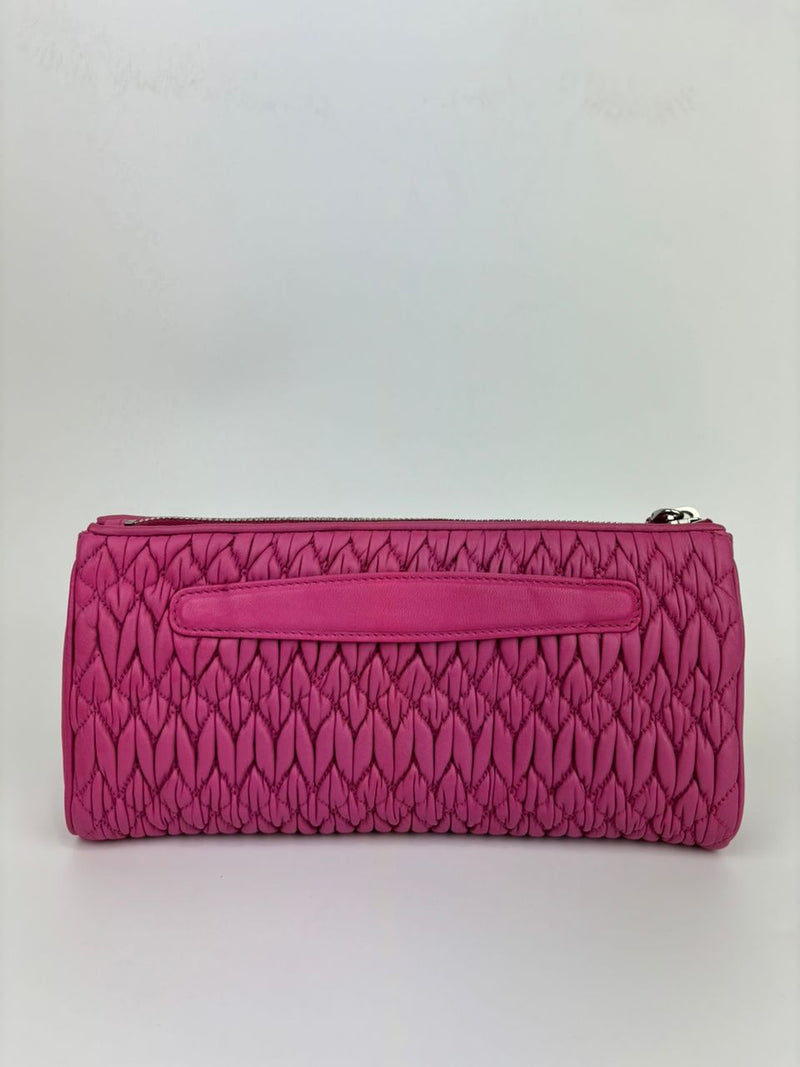 5N1455 Nappa Matelasse Crystal Fuchsia Clutch