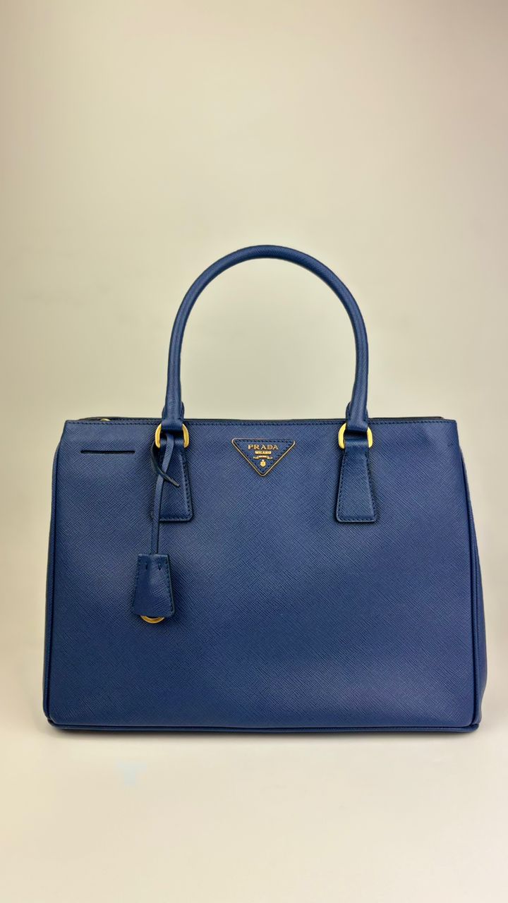 BN1874 Bluette Saffiano Lux Double Zip Tote Bag