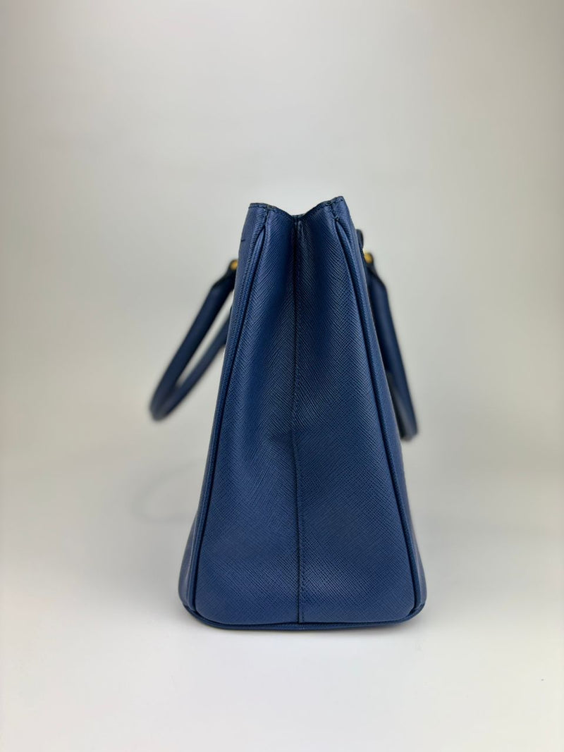 BN1874 Bluette Saffiano Lux Double Zip Tote Bag