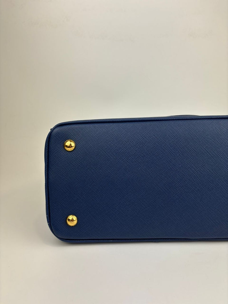 BN1874 Bluette Saffiano Lux Double Zip Tote Bag