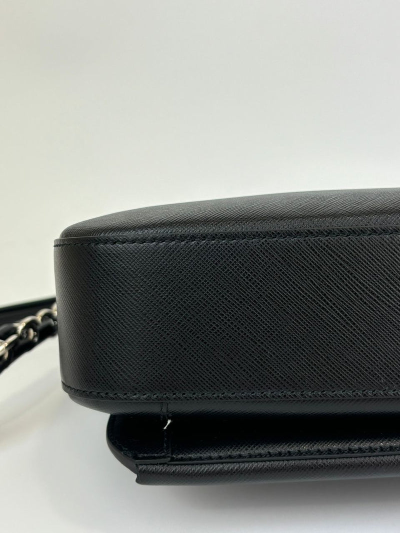 Black Saffiano Sandrine Shoulder Bag