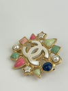 A19P Multicolor Brooch in Gold Tone and Pearl