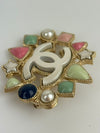 A19P Multicolor Brooch in Gold Tone and Pearl