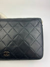 Large Zip Around Organizer Wallet in Black Quilted Lambskin