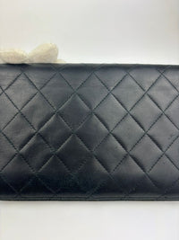 Large Zip Around Organizer Wallet in Black Quilted Lambskin