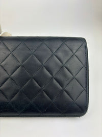 Large Zip Around Organizer Wallet in Black Quilted Lambskin