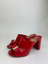 Peep Toe Mule Sandals in Red Patent&nbsp;