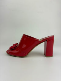 Peep Toe Mule Sandals in Red Patent&nbsp;