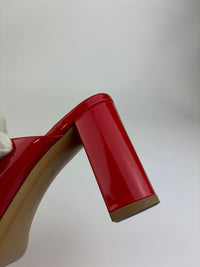 Peep Toe Mule Sandals in Red Patent&nbsp;