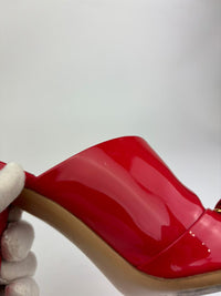 Peep Toe Mule Sandals in Red Patent&nbsp;