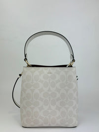 Mollie Bucket Bag 22 In Signature Canvas - Glacier White