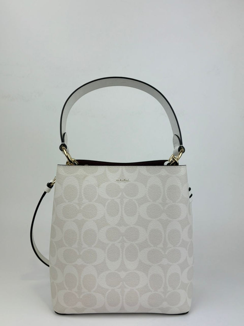 Mollie Bucket Bag 22 In Signature Canvas - Glacier White