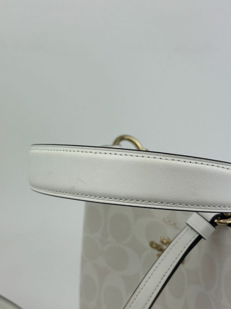 Mollie Bucket Bag 22 In Signature Canvas - Glacier White