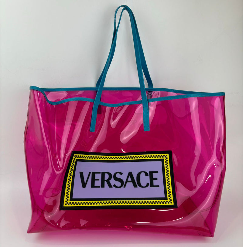 Pink/Blue Vinyl Calfskin 90s Logo Tote&nbsp;