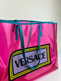 Pink/Blue Vinyl Calfskin 90s Logo Tote&nbsp;