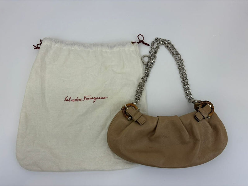 Light Brown Gancini Chain Shoulder Bag&nbsp;