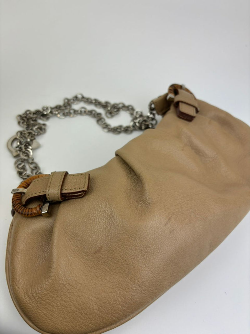 Light Brown Gancini Chain Shoulder Bag&nbsp;