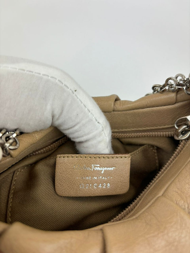 Light Brown Gancini Chain Shoulder Bag&nbsp;