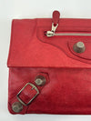 Red Lambskin Leather Giant 21 Envelope Flap Clutch Bag