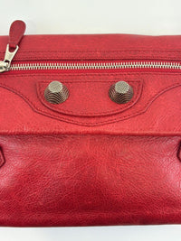 Red Lambskin Leather Giant 21 Envelope Flap Clutch Bag