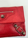 Red Lambskin Leather Giant 21 Envelope Flap Clutch Bag