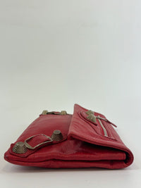 Red Lambskin Leather Giant 21 Envelope Flap Clutch Bag