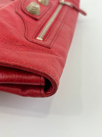 Red Lambskin Leather Giant 21 Envelope Flap Clutch Bag