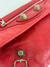 Red Lambskin Leather Giant 21 Envelope Flap Clutch Bag