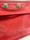 Red Lambskin Leather Giant 21 Envelope Flap Clutch Bag