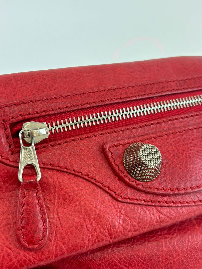 Red Lambskin Leather Giant 21 Envelope Flap Clutch Bag