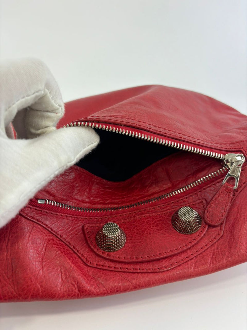 Red Lambskin Leather Giant 21 Envelope Flap Clutch Bag