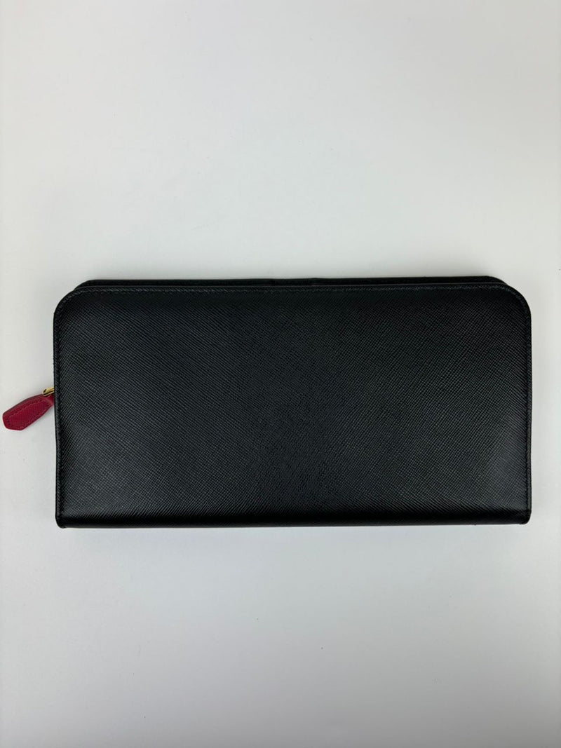 1M1265 Organizer Wallet in Nero and Peonia Saffiano Multicolor