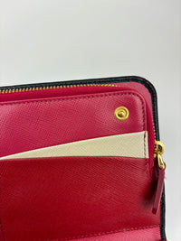 1M1265 Organizer Wallet in Nero and Peonia Saffiano Multicolor