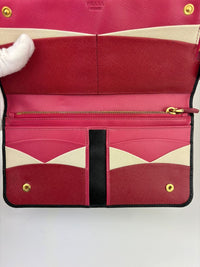 1M1265 Organizer Wallet in Nero and Peonia Saffiano Multicolor