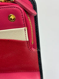 1M1265 Organizer Wallet in Nero and Peonia Saffiano Multicolor