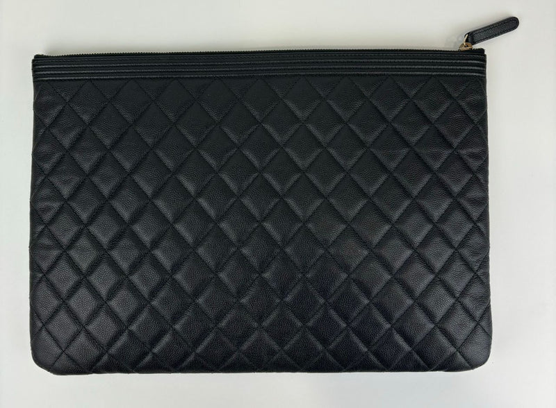 Large Boy O Case Clutch in Black Caviar GHW