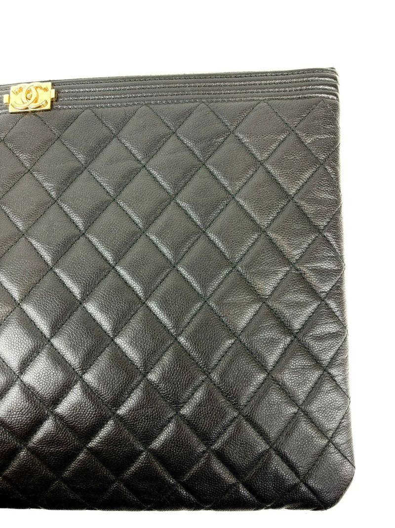 Large Boy O Case Clutch in Black Caviar GHW