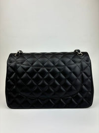 Classic Jumbo Double Flap in Black Lambskin SHW