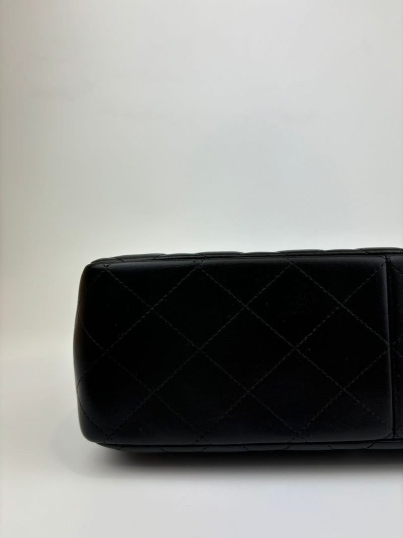 Classic Jumbo Double Flap in Black Lambskin SHW