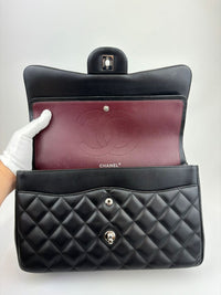 Classic Jumbo Double Flap in Black Lambskin SHW