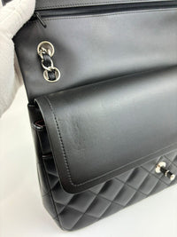 Classic Jumbo Double Flap in Black Lambskin SHW