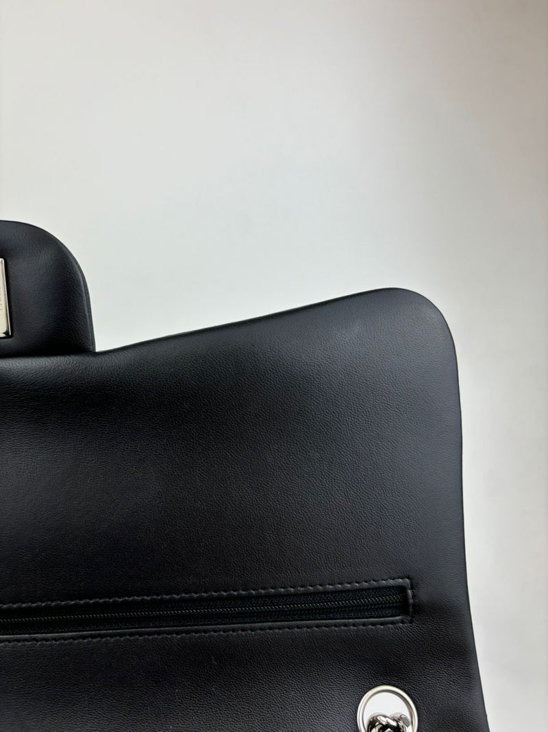 Classic Jumbo Double Flap in Black Lambskin SHW