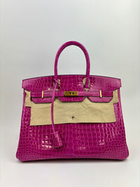 Birkin 35 in Rose Sheherazade Shiny Porosus Crocodile GHW (Cash Price in Description)