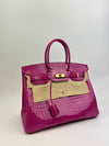 Birkin 35 in Rose Sheherazade Shiny Porosus Crocodile GHW (Cash Price in Description)